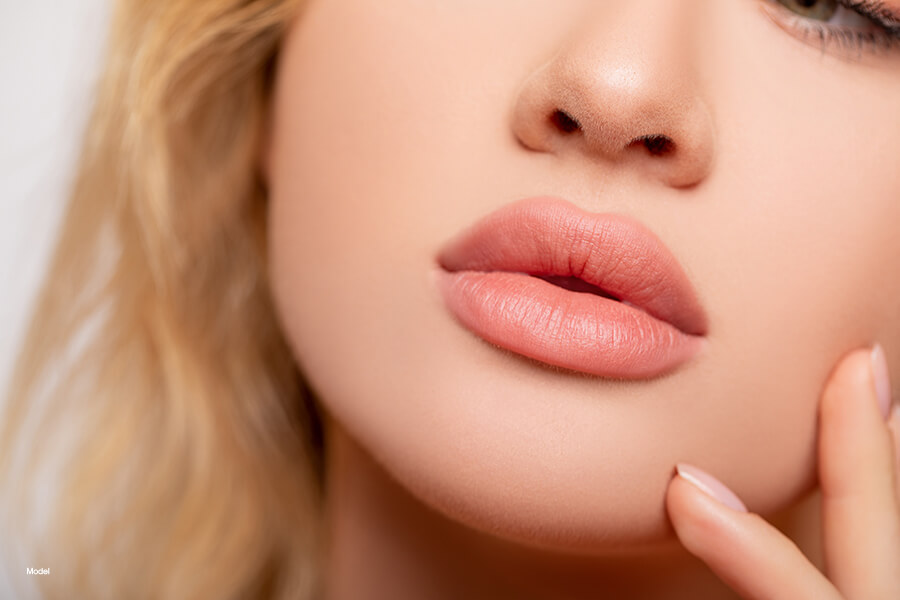 Close up image of woman's plump lips